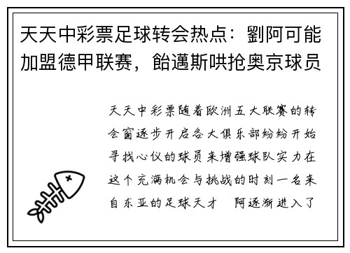天天中彩票足球转会热点：劉阿可能加盟德甲联赛，飴邁斯哄抢奥京球员 - 副本